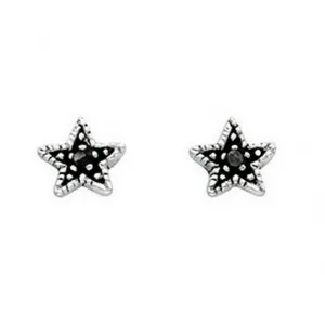 Beginnings Sterling Silver A852H Grey Oxidised Star Stud Earrings Beginnings Jewellery