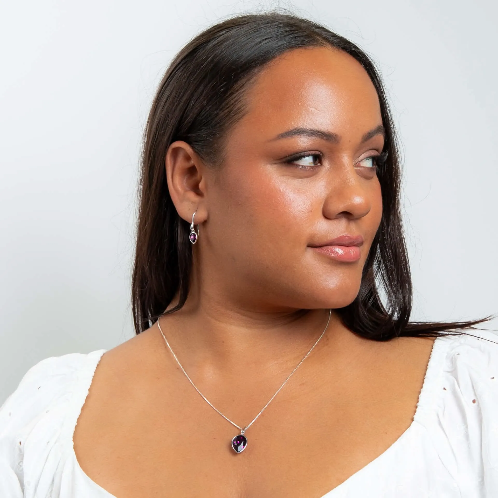 Beginnings Sterling Silver Amethyst Crystal Amethyst Pendant P5459M Beginnings Jewellery