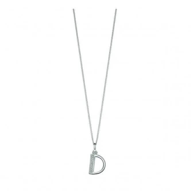 Beginnings Sterling Silver Art Deco Initial D Cubic Zirconia Pendant P4726C Beginnings Jewellery