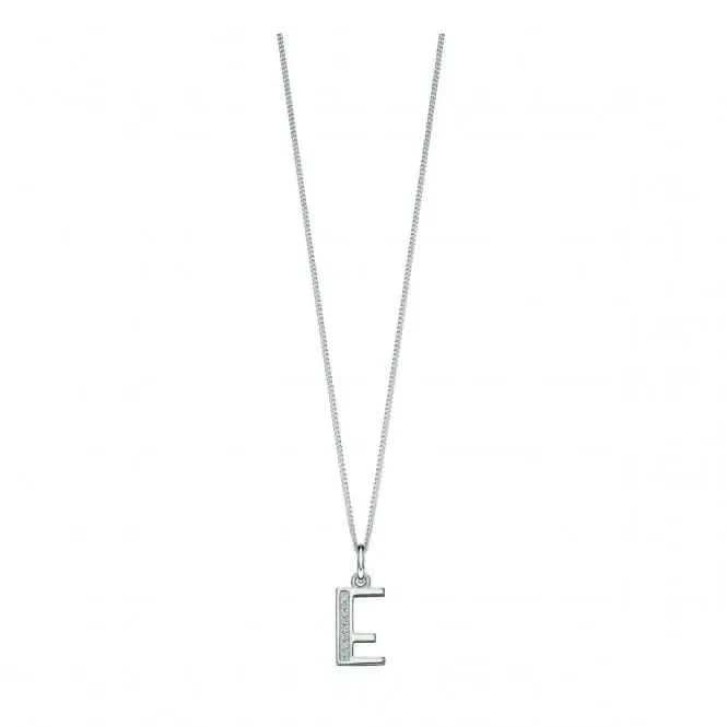 Beginnings Sterling Silver Art Deco Initial E Cubic Zirconia Pendant P4727C Beginnings Jewellery