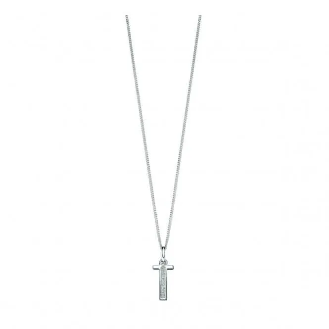 Beginnings Sterling Silver Art Deco Initial T Cubic Zirconia Pendant P4742C Beginnings Jewellery