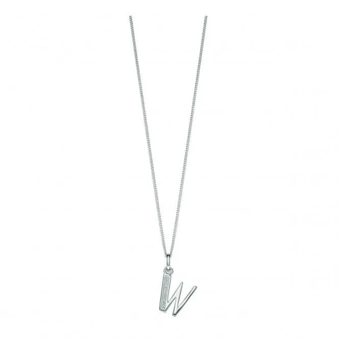 Beginnings Sterling Silver Art Deco Initial W Cubic Zirconia Pendant P4745C Beginnings Jewellery
