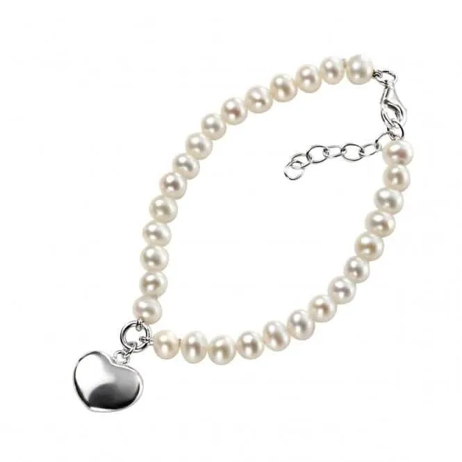 Beginnings Sterling Silver B3162W Pearl Puff Heart 18 3cm Bracelet B3162W Beginnings Jewellery