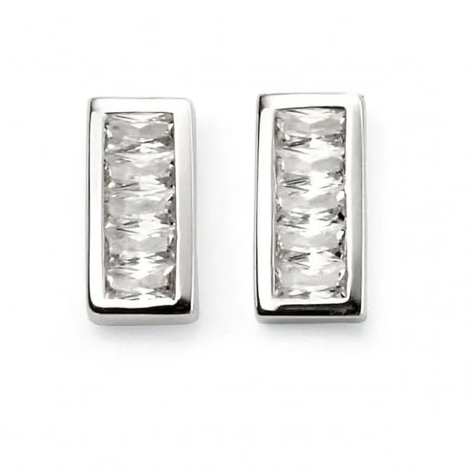 Beginnings Sterling Silver Channel Set Cubic Zirconia Bar Stud Earrings E5555C Beginnings Jewellery