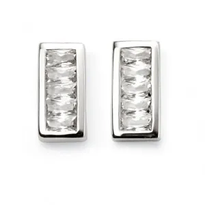 Beginnings Sterling Silver Channel Set Cubic Zirconia Bar Stud Earrings E5555C Beginnings Jewellery