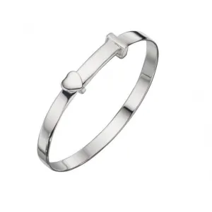 Beginnings Sterling Silver Childrens Heart Christening Bangle B4667 Beginnings Jewellery