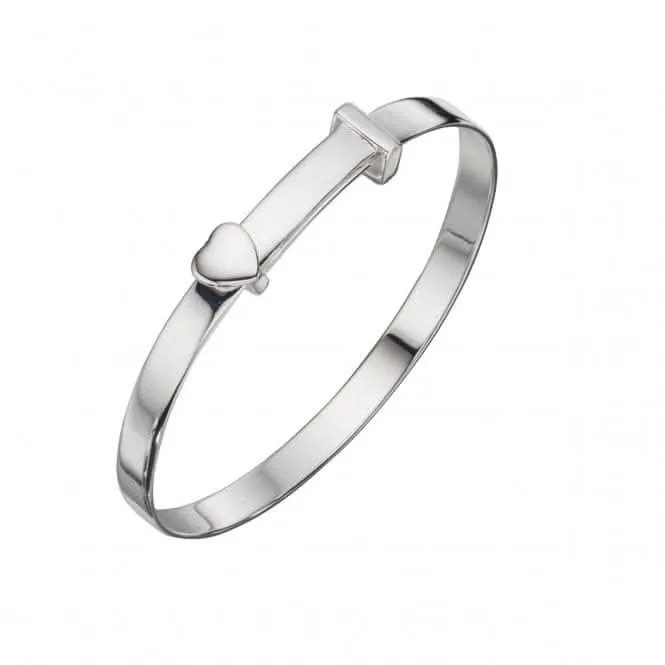 Beginnings Sterling Silver Childrens Heart Christening Bangle B4667 Beginnings Jewellery