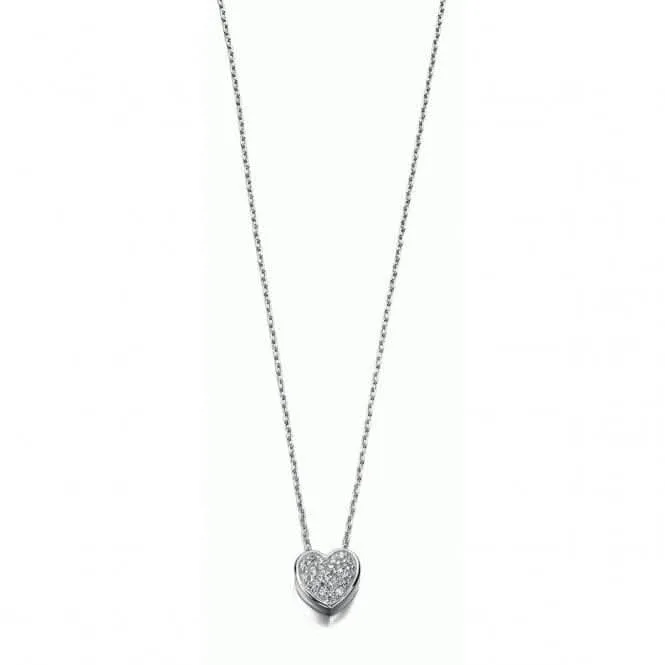 Beginnings Sterling Silver Clear Cubic Zirconia Pave Heart 40 5cm Necklaces N3232C Beginnings Jewellery