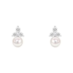 Beginnings Sterling Silver Cubic Zirconia and White Shell Pearl White Earrings E6497W Beginnings Jewellery