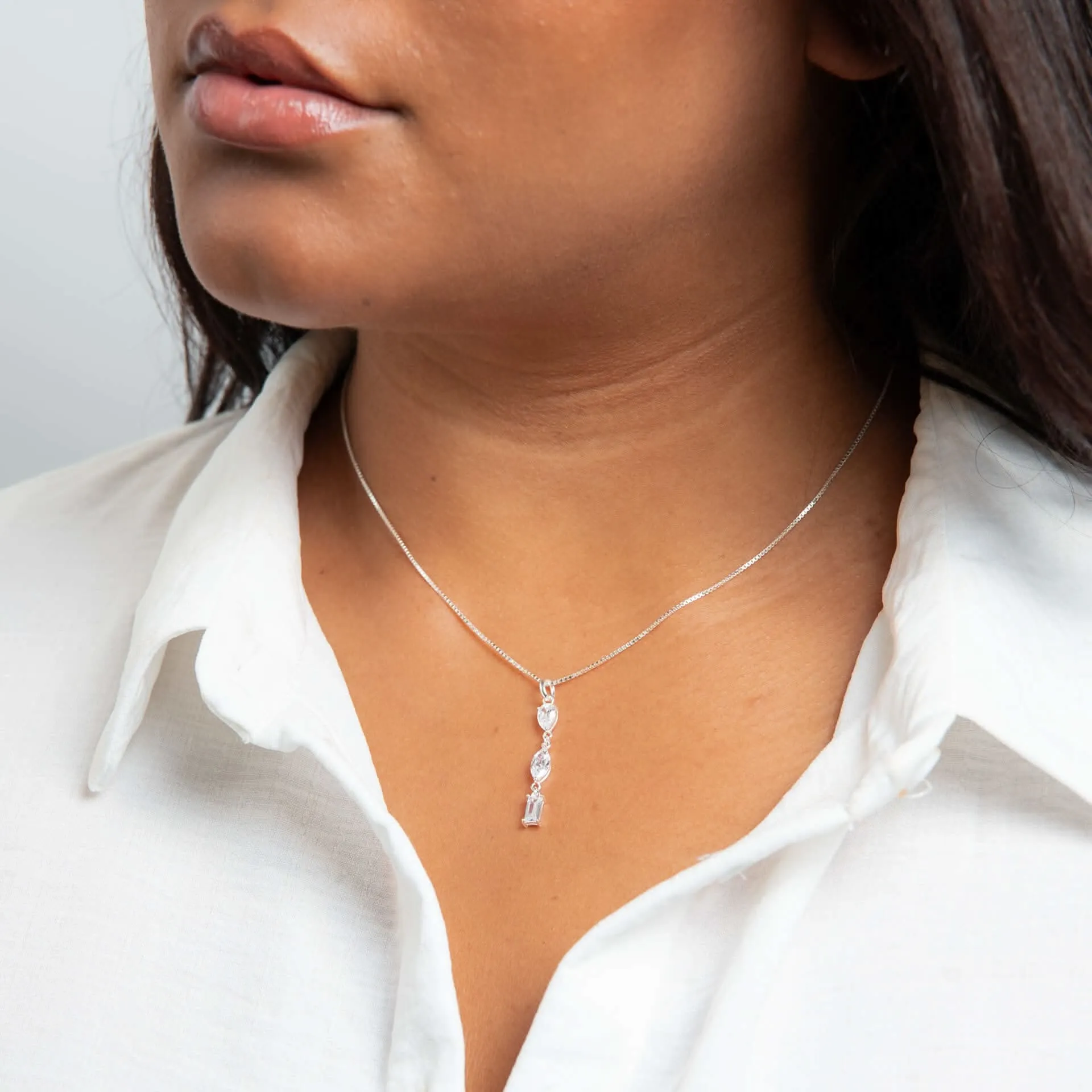 Beginnings Sterling Silver Cubic Zirconia White Pendant P5451C Beginnings Jewellery