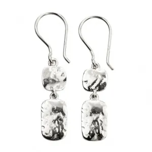 Beginnings Sterling Silver Double Drop Hammered Earrings E5773 Beginnings Jewellery