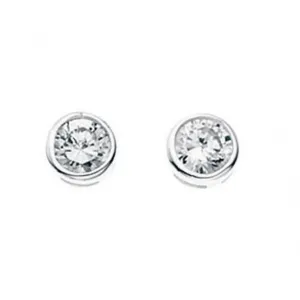 Beginnings Sterling Silver E198C Clear Round Stud Earrings Beginnings Jewellery