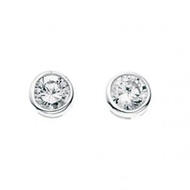 Beginnings Sterling Silver E198C Clear Round Stud Earrings Beginnings Jewellery