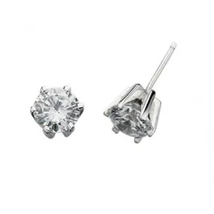 Beginnings Sterling Silver E2285C Clear Cz Round Stud Earrings Beginnings Jewellery