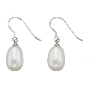 Beginnings Sterling Silver E5041W White Drop Hook Earrings Beginnings Jewellery