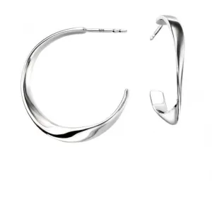 Beginnings Sterling Silver E5179 Twisted Solid Hoop Earrings Beginnings Jewellery