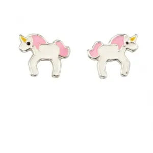 Beginnings Sterling Silver Enamel Unicorn Earrings A2032 Beginnings Jewellery