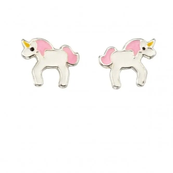 Beginnings Sterling Silver Enamel Unicorn Earrings A2032 Beginnings Jewellery