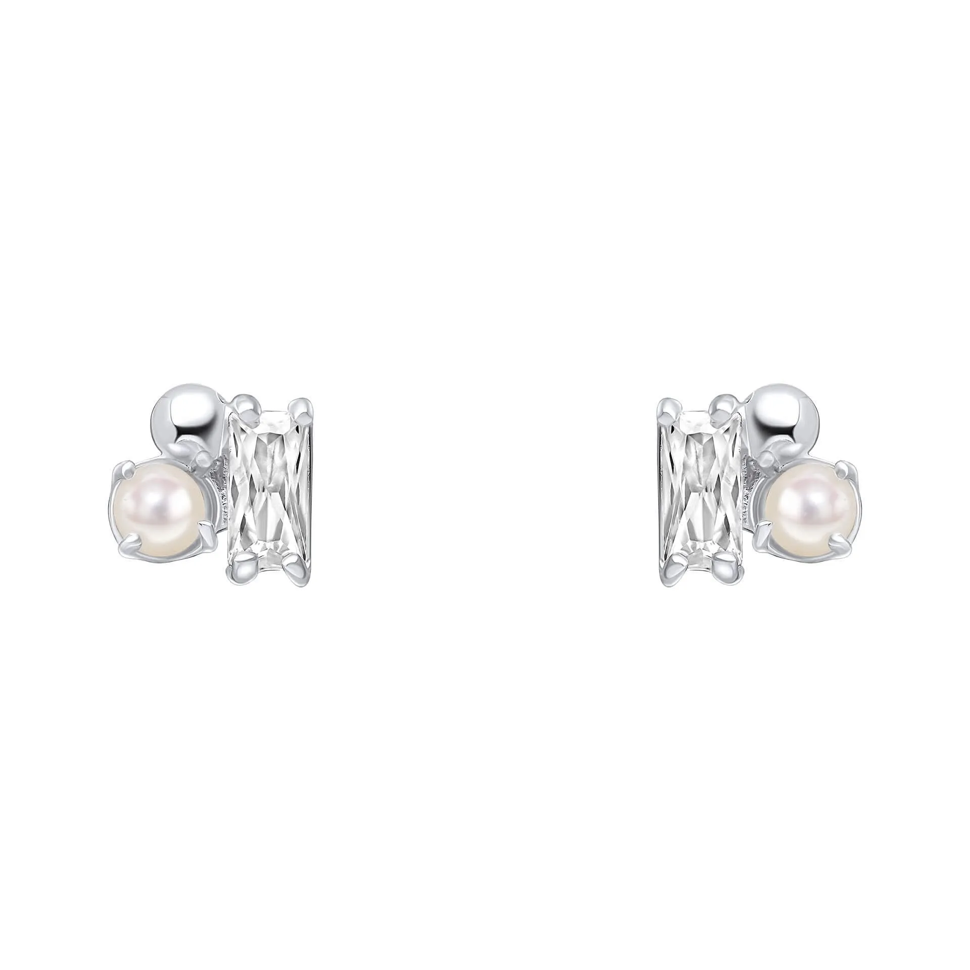 Beginnings Sterling Silver Freswater Pearl Zirconia White Earrings E6482W Beginnings Jewellery