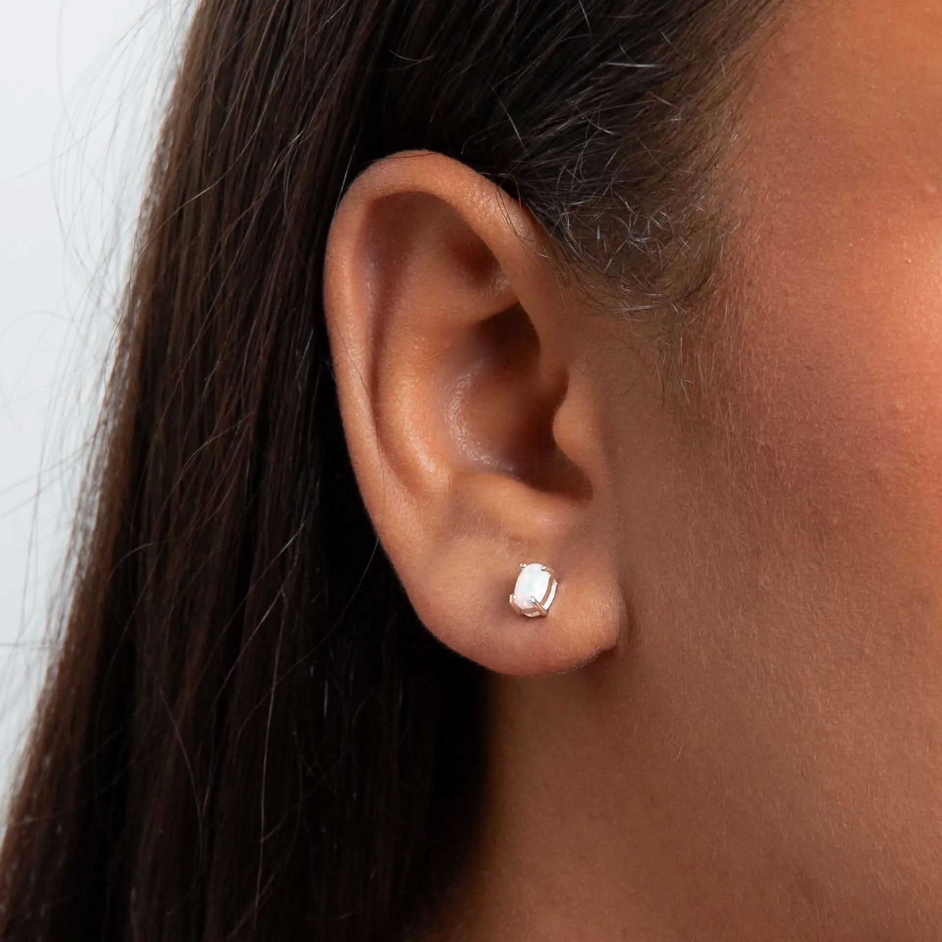 Beginnings Sterling Silver Imitation White Opal White Earrings E6485W Beginnings Jewellery