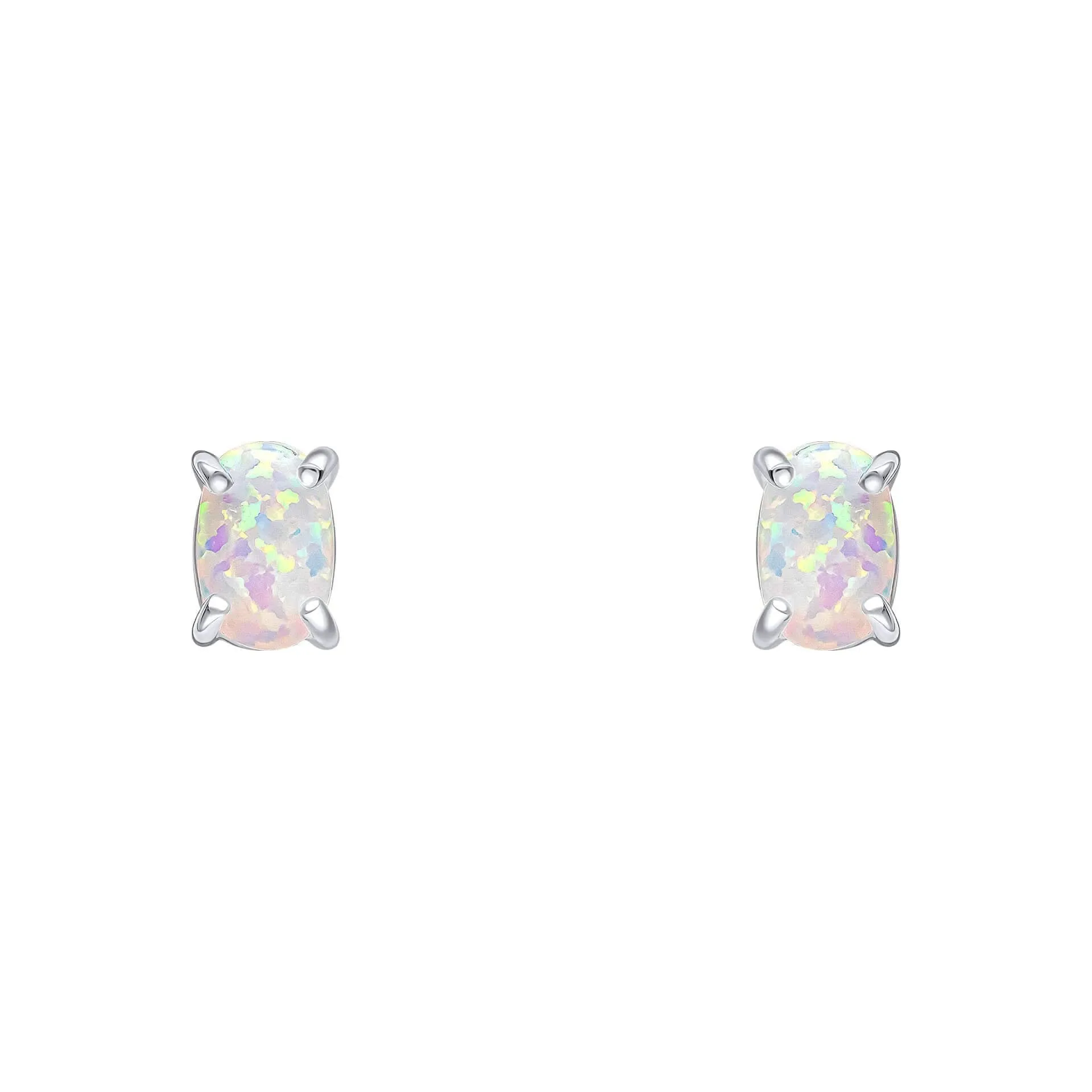 Beginnings Sterling Silver Imitation White Opal White Earrings E6485W Beginnings Jewellery