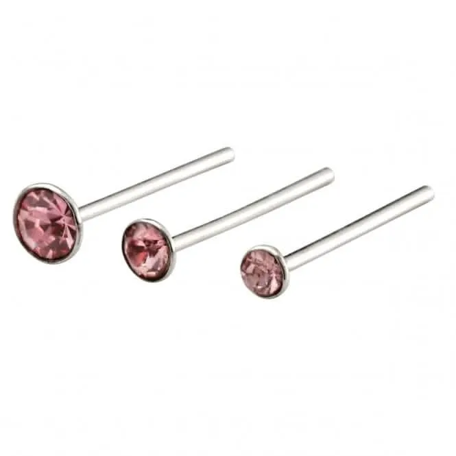 Beginnings Sterling Silver Light Rose Nose Nose Stud T153P Beginnings Jewellery