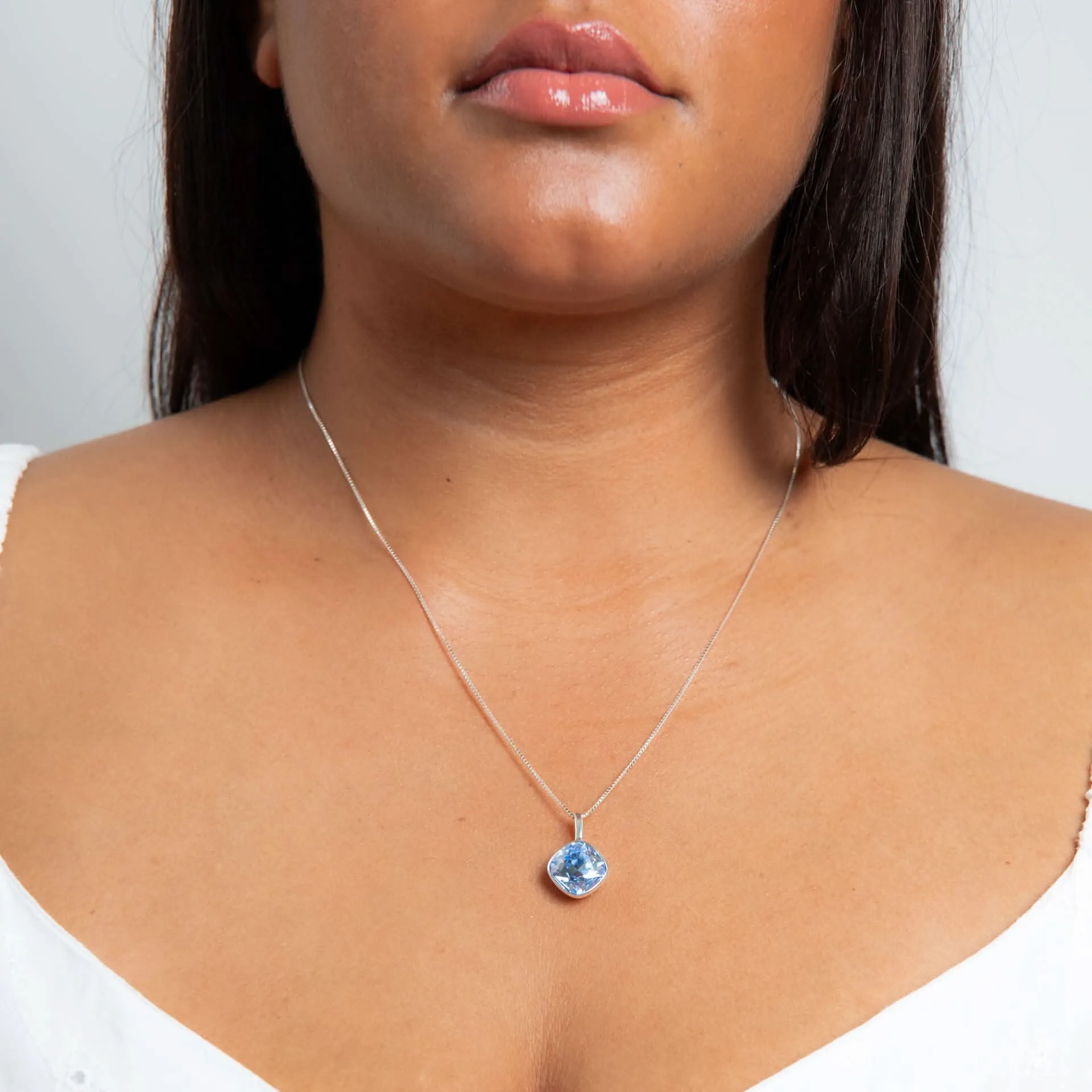 Beginnings Sterling Silver Light sapphire Crystal Blue Pendant P5449T Beginnings Jewellery