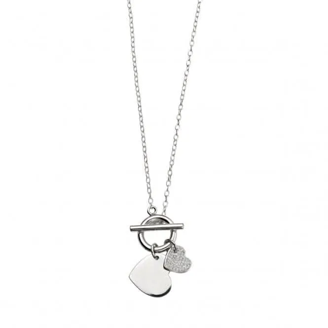 Beginnings Sterling Silver N4086C Cz Pve Double T Bar Necklace Beginnings Jewellery