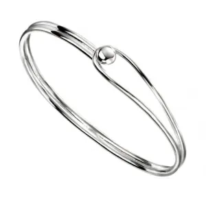 Beginnings Sterling Silver Oval With Feature Ball Clasp Bangle B5079 Beginnings Jewellery