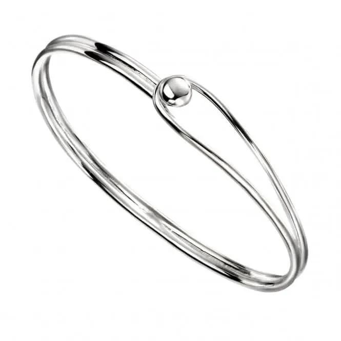 Beginnings Sterling Silver Oval With Feature Ball Clasp Bangle B5079 Beginnings Jewellery