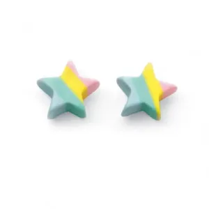Beginnings Sterling Silver Pastel Stripe Resin Star Earrings A2023 Beginnings Jewellery