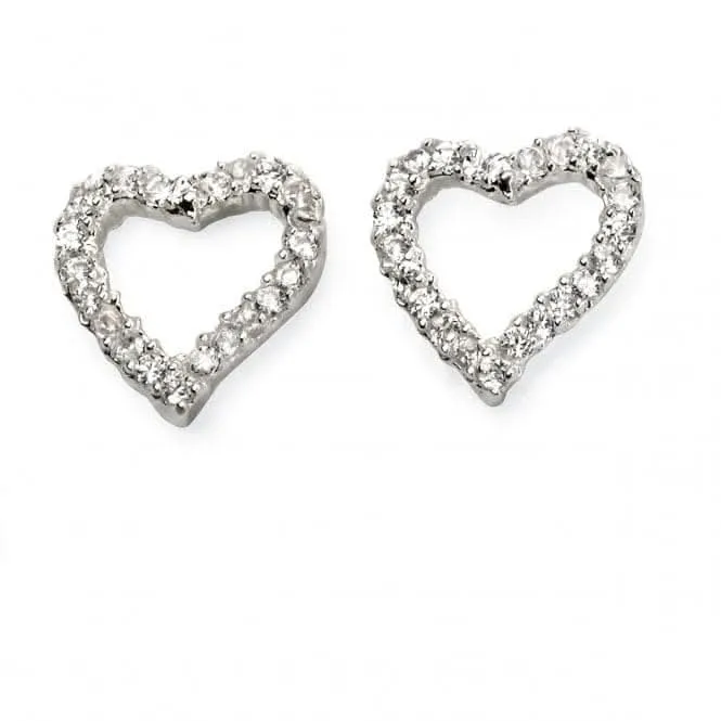 Beginnings Sterling Silver Pave Open Heart Earrings E5569C Beginnings Jewellery