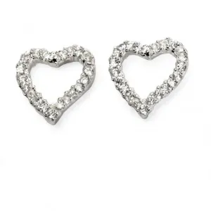 Beginnings Sterling Silver Pave Open Heart Earrings E5569C Beginnings Jewellery