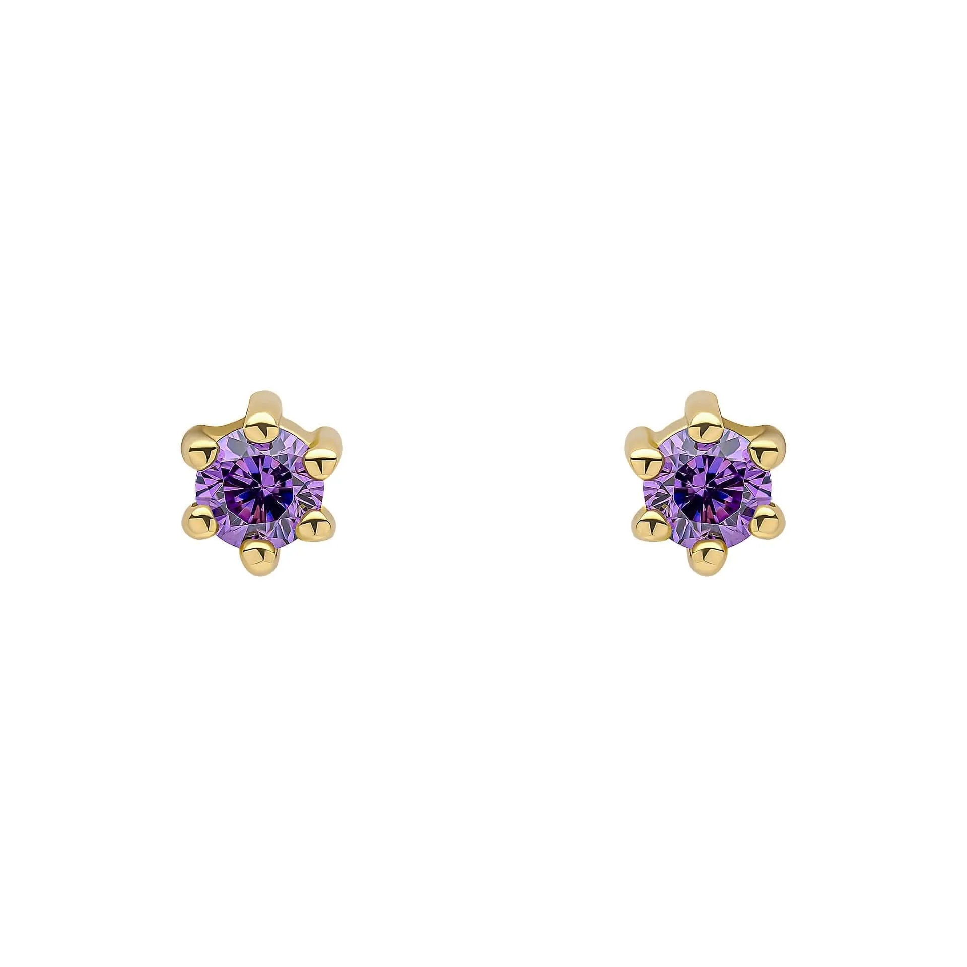 Beginnings Sterling Silver Purple Cubic Zirconia Amethyst Earrings E6468M Beginnings Jewellery
