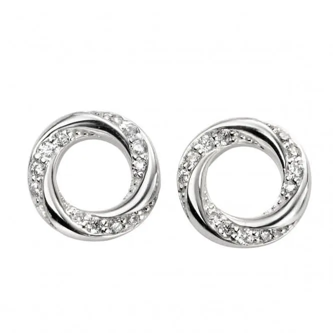 Beginnings Sterling Silver Round Pave Twisted Earrings E5751C Beginnings Jewellery