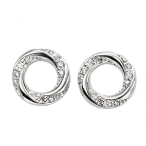 Beginnings Sterling Silver Round Pave Twisted Earrings E5751C Beginnings Jewellery