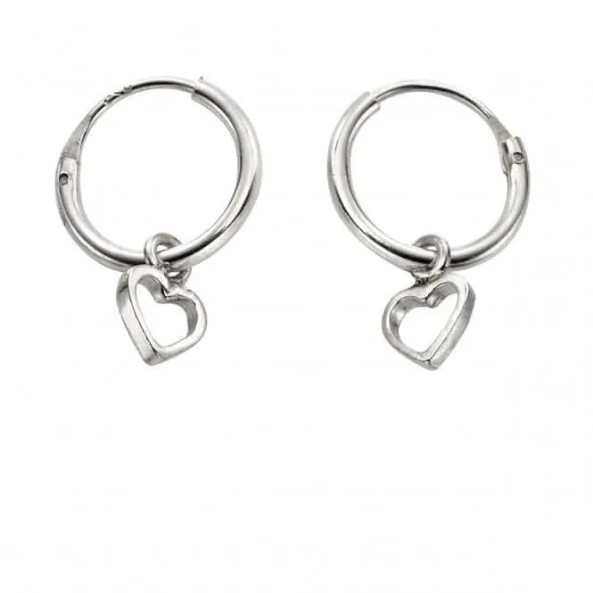 Beginnings Sterling Silver Sleeper Hoops With Open Heart Earrings H250 Beginnings Jewellery