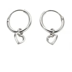 Beginnings Sterling Silver Sleeper Hoops With Open Heart Earrings H250 Beginnings Jewellery