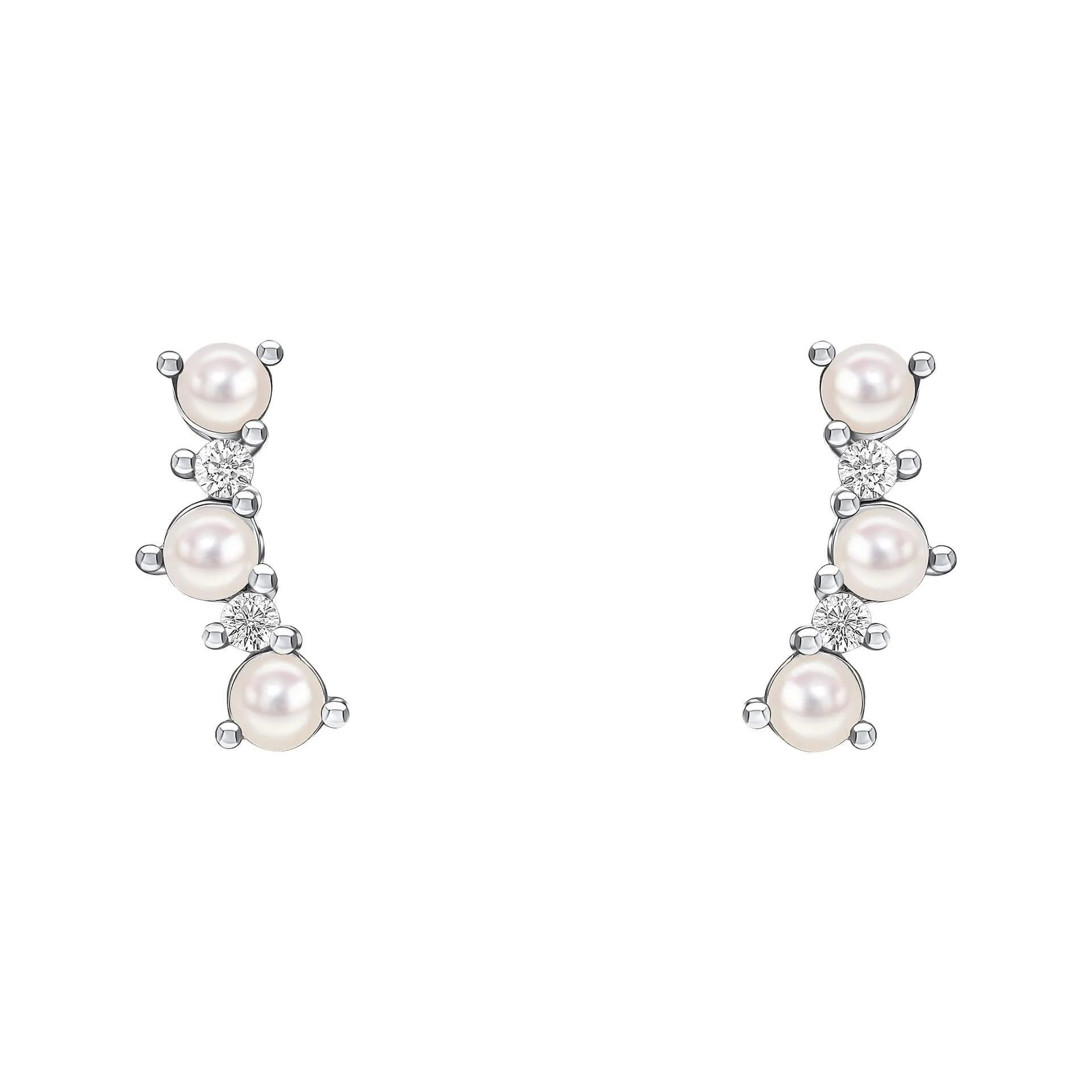 Beginnings Sterling Silver Zirconia White Freshwater Pearl White Earrings E6498W Beginnings Jewellery