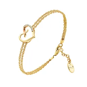 Clogau Jewellery Clogau Kiss Diamond 9ct Yellow Gold Heart Bracelet