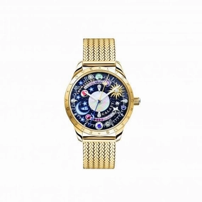 Cosmic Amulet Blue Dial Gold-Coloured Watch WA0403-264-207
