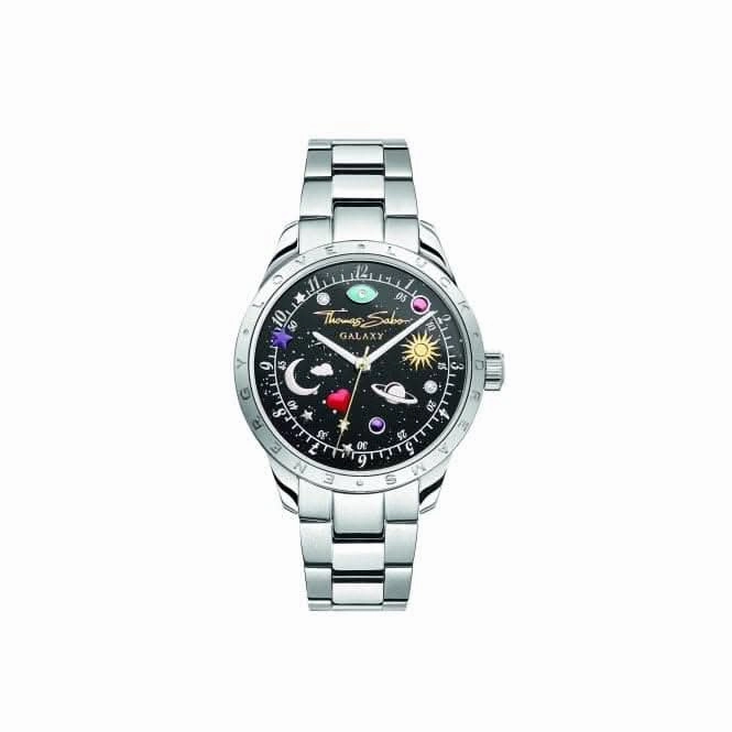 Cosmic Black Dial Silver-Coloured Watch WA0402-201-203
