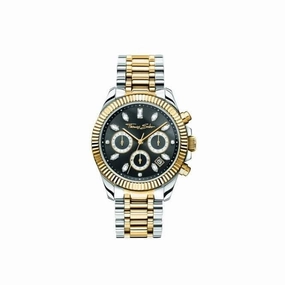 Divine Chrono Black Dial Silver Gold-Coloured Watch WA0398-291-201