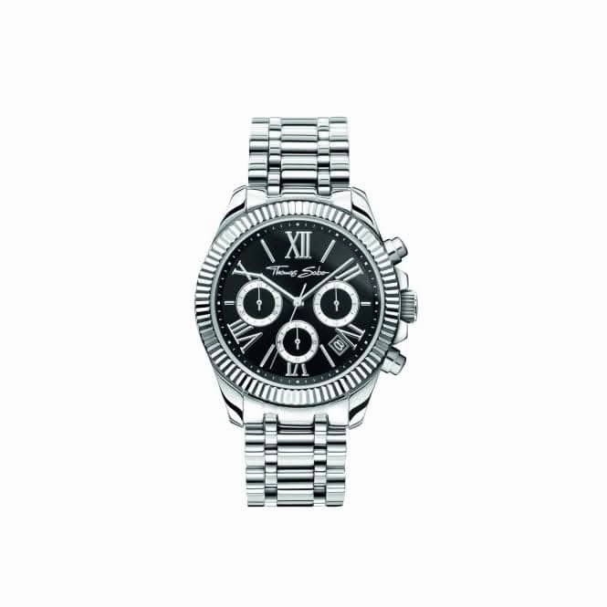 Divine Chrono With Black Dial Silver-Coloured Watch WA0396-201-201