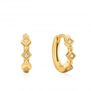 Ear We Go Shiny Gold Sparkle Huggie Hoops E023-01G Ania Haie Jewellery