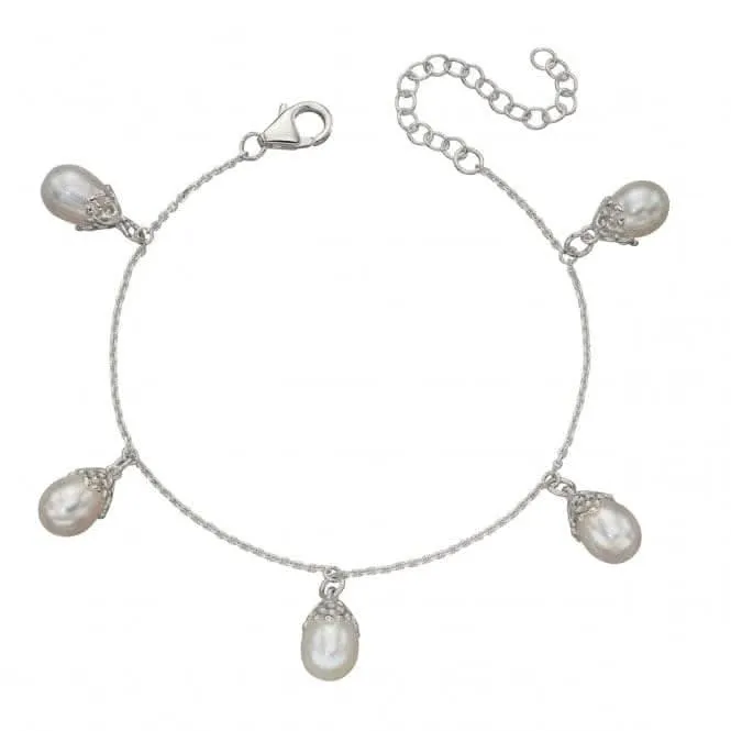 Elements Silver Baroque Style Pearl Drop Charm Bracelet B5176W Beginnings Jewellery