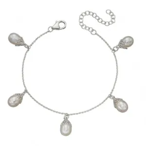 Elements Silver Baroque Style Pearl Drop Charm Bracelet B5176W Beginnings Jewellery