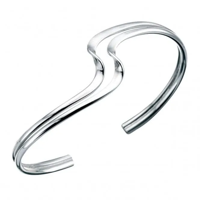 Elements Silver Double Wave Torq Style Bangle B480 Beginnings Jewellery