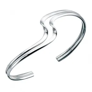 Elements Silver Double Wave Torq Style Bangle B480 Beginnings Jewellery