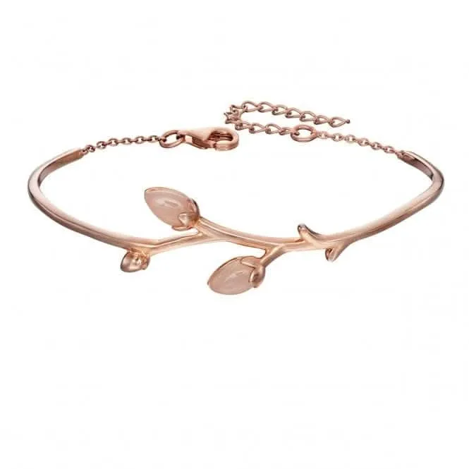 Elements Silver Rose Gold Plate Rose Bud Bangle B5012P Beginnings Jewellery